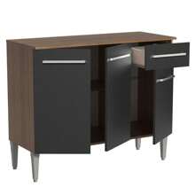 Gabinete Bajo Cocina Madesa Emilly 3 Puertas Color Marrón/negro - Negro - Ver 5