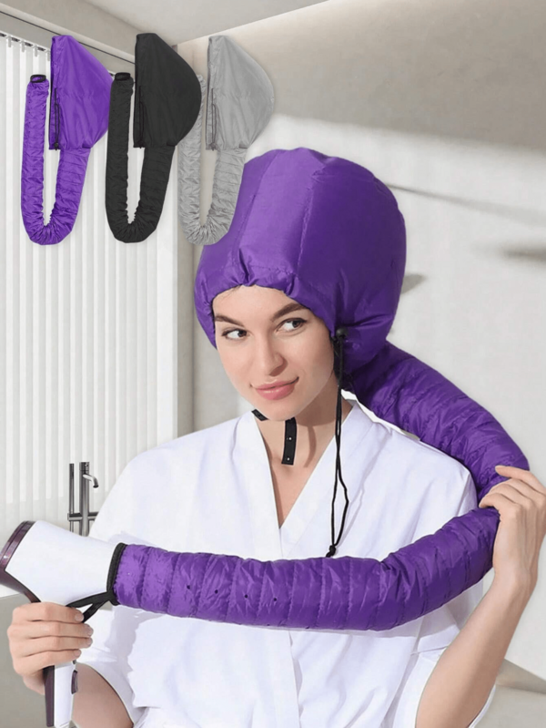 Hair Dryer Bonnet Attachment Portable Hood Dryer Cap Adjustable Drawstring Connectable Hair Drying Cap For Home Salon Personal Hair Styling Long Hair Use Purple Black Gray Pink Available