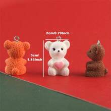 STAREDGE 6 件/包混色迷你熊形树脂吊坠，珠宝制作配件，适用于手链、项链、钥匙链、耳环 DIY - 愛心坐姿熊 - 查看 2