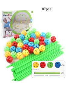 儿童堡垒建筑套件，87 件建筑玩具，STEM 教育礼物，室内和室外游戏帐篷创意套件，生日 - 彩色 - 查看 14