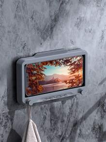 1pc Waterproof Anti-Fog Bathroom Phone Holder, Rotating/Fixed No-Drill Wall-Mount Phone Stand For Shower Video, Fit For Phones 6.5 Inches Or Less, Touch Screen Compatible Bathroom Decor Fall Decor Bathroom Accessories Bathroom Organizer Back To School
