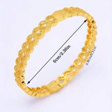 1pc Luxury Copper Bangle - Dubai Style, No Mosaic, Electroplated Surface, Suitable For Daily Wear And Gifting - Fits All Seasons - Yellow Gold - View 10