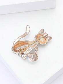 Fashionable Rhinestone Faux Pearl Cat Brooch For Women Animal Brooch Dress Suit Pin Accessories Party Banquet Gift - Cat - View 5