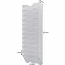 12 Tier A4 Mesh In Tray Wall Pocket File Holder Hanging Mail Organiser Magazine Storage Rack,White - White - View 2