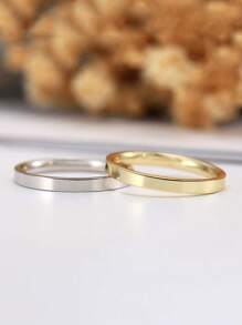 1枚简约优雅的925纯银/14K金/银永恒戒指，3毫米宽，光泽亮丽，适合日常佩戴，也适合生日派对、圣诞节、情侣戒指和周年纪念日礼物。