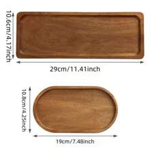 2pcs Elegant Wooden Serving Tray, Breakfast Tray, Wooden Tray, Acacia Wooden Tray, Multifunctional Snack Tray, Cake Tray, Bread Tray, Perfect For Coffee Table Desserts, Cakes& Snacks Ideal For Restaurants & Kitchens, Multi-Purpose, Bathroom Accessories, All Seasons