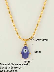 1pc Stylish Collarbone Chain Necklace With Devil's Eye & Palm Pendant, New Fashion Jewelry For Women, Suitable For Daily Wear, Festivals And Gifts