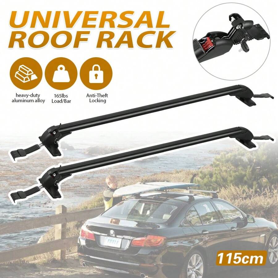 Lockable Aluminium Car Roof Rack Bars Without Rail Anti Theft Luggage Carrier - Black - View 1