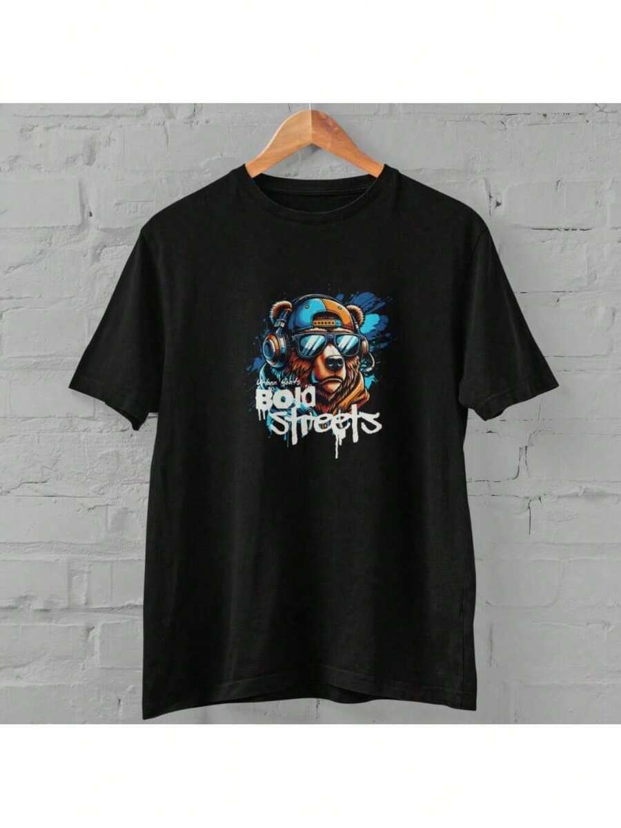 PREMIUM MESH SHORT SLEEVE BEAR PRINTED T-SHIRT