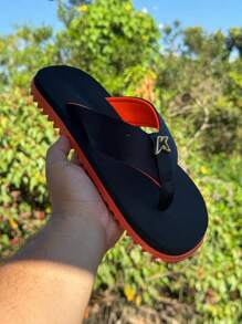 Kenner Kivah Rakka L7 Men's Casual Basic Flip Flops Tractor Sandal Everyday Side Detail - Preto/Laranja - Xem 2