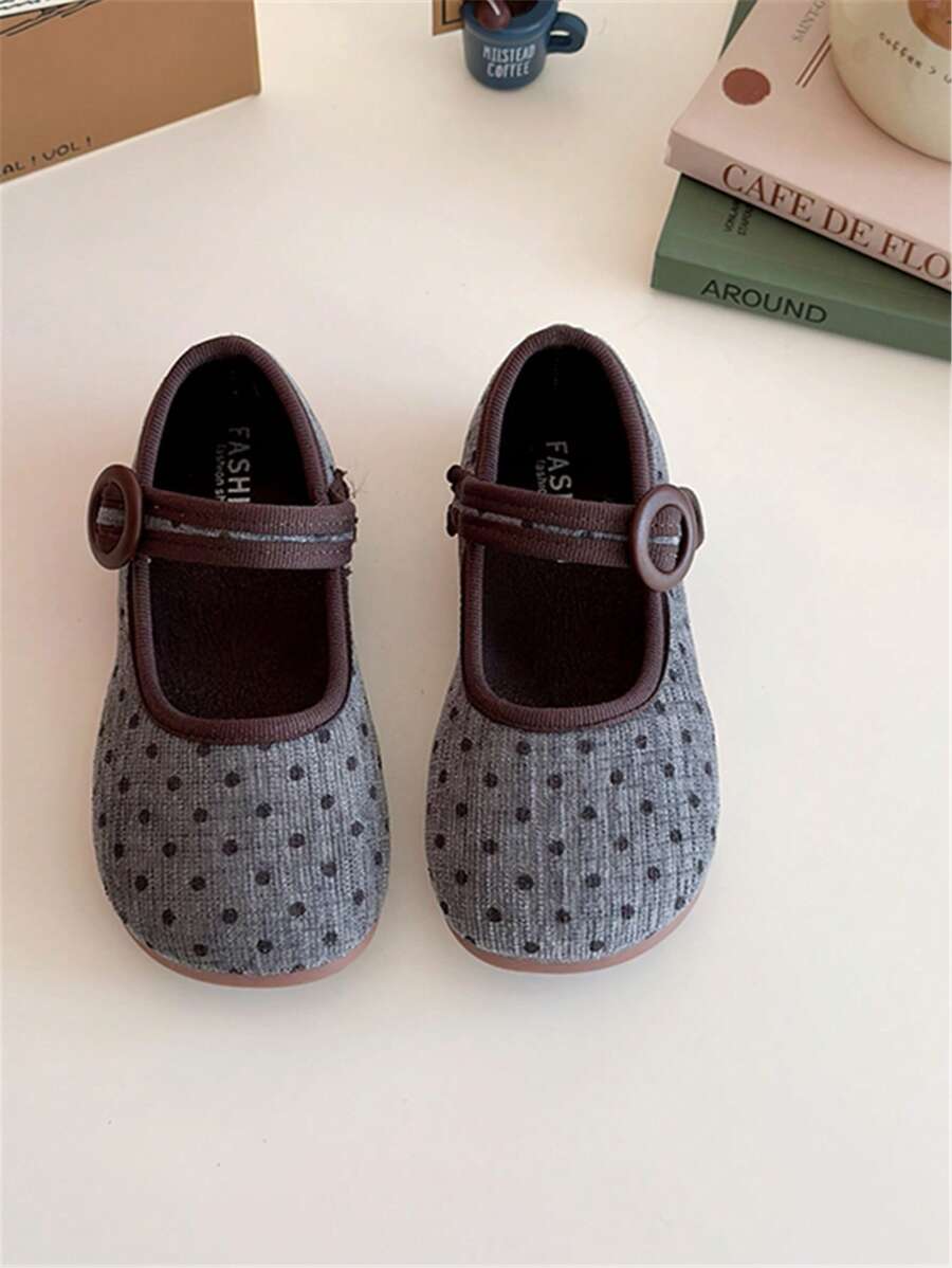 1 双全新波尔卡圆点软底公主鞋，舒适透气婴儿鞋 - 灰色 - 查看 1