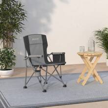 Portable Camping Chairs For Adults With Padded Hard Armrest, Sturdy Folding Camping Chair With Cup Holder, Storage Pockets Carry Bag Included, Support To 300 Lbs - 灰色 - 查看 9
