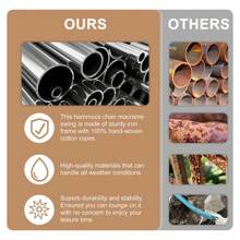 Silla colgante de hamaca beige de algodón con cuerda macramé, perfecta para uso interior y exterior - 1 - Ver 7