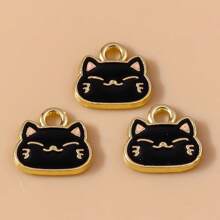 10pcs Cute Animal Zinc Alloy Oil Drop Cat Pendant, DIY Jewelry Accessories, Hair Accessories, Keychain, Earrings And Necklace Charm