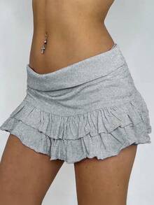 Y2K 风格喇叭迷你裙，性感褶皱高腰 A 字裙，时尚百搭，适合夏季