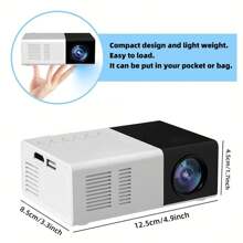 LIPETY Mini Projector,  Portable Projector 1080P Supported For Indoor Outdoor Movies, Phone Projector Compatible With IOS/ Android, Laptop, USB/SD/AV/HD TV Stick/  For Party Gifts, Halloween, Christmas, New Year Gifts, Etc - Black and White - View 12