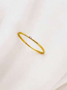 1pc Minimalist S925 Sterling Silver Gold Plated Ultra- Micro Pave Cubic Zirconia Couple Ring, Delicate Luxury Ring