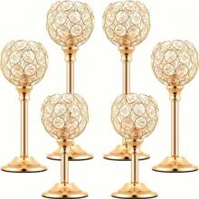 Elegant Metal Crystal Ball Glass Candle Holder With Windproof Glass Cover, Suitable For Restaurant, Living Room, Kitchen, Hotel Room, Show House Aromatherapy Candle Holder. Gold Crystal Candle Holder Home Decor, Candle Holder For Wedding, Candlelight Dinner, Applicable To Various Holidays, Christmas, Valentine's Day (Candles Not Included)