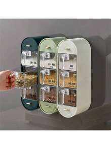 Seasoning Box Home Kitchen Shelf Salt Seasoning Combination Set Seasoning Bottle Jar Wall Hanging No-Drill