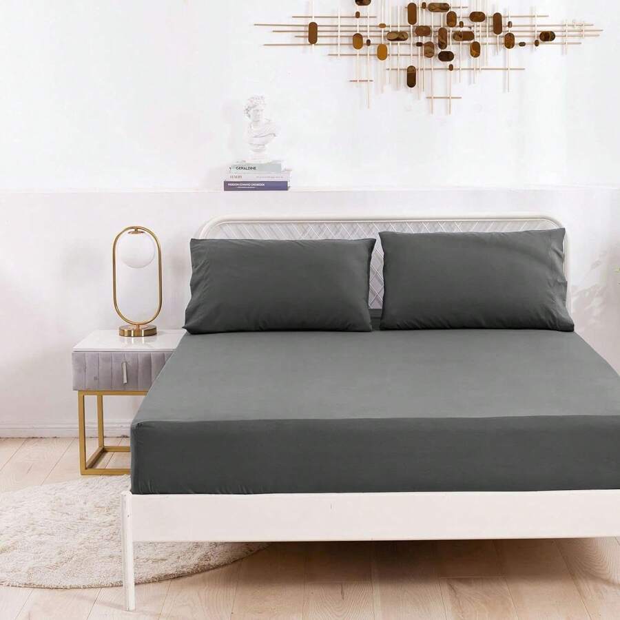 Twilled Cotton Solid Color Bedspread, Single-Piece Design, Multiple Sizes Available, Breathable & Comfortable For All Seasons Use, Enhances Sleep Quality, Ideal Gift Options - Grey - View 1