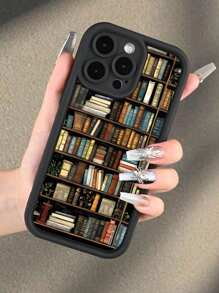 1pc Book Shelf Pattern Printed Phone Case, Fits All Apple Models, Best Gift For Friends, Family And Girlfriends