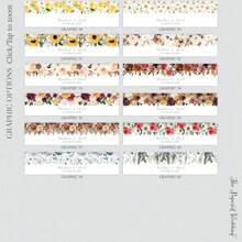 可定制花卉印花水瓶标签 - 婚礼水瓶标签，可选择花卉图案和字体