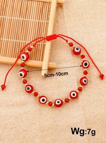 1 件 8 毫米邪眼编织手链 - 紅色 - 查看 2