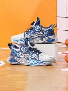 Zapatillas de baloncesto transpirables profesionales para niños, con entresuela de EVA - Parte superior de malla ligera para interiores/exteriores, para niños y niñas de 6 a 12 años, que proporcionan soporte de tobillo y amortiguación dinámica