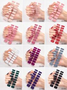 48/96/128/192片装多巴胺美甲贴纸套装，包含粉色、黑色、白色、红色、蓝色、绿色等多种颜色，闪光美甲贴纸，DIY全套美甲贴纸，按压式美甲贴纸，渐变闪光美甲贴纸，持久耐用，适合日常、圣诞节、新年、派对等场合，快速轻松地打造美丽惊艳的美甲造型。（注意：本产品不适用于UV固化） - 彩色 - 查看 15