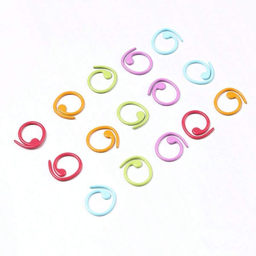 24-60pcs Macaron Spiral Open Stitch Markers, Metal Locking Clips For Crochet/Knitting/Sewing/DIY, Multifunction Accessories