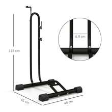 SPORTNOW Bike Rack, Vertical & Horizontal Bike Stand Bicycle Storage Stand With Adjustable Hooks, Fits 6"-28" And 700c Bikes, For Garage Indoor Outdoor Use, Black - Black - View 3