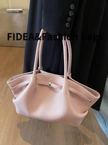 1 件女士大容量手提包，复古压花 PU 皮革，可拆卸肩带，勃艮第红色女士时尚手提包，适合购物、通勤、日常使用 - 粉色 - 查看 8