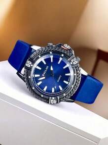 Men's Business Wrist Watch, Fashion Casual Quartz Watch For Men With Retro Sports Silicone Band, Sporty Men's Watches