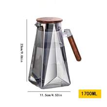 1 件 1700ml 耐高温防爆透明大容量玻璃水壶，适用于电炉，硼硅酸盐材质，适用于水、果汁、茶、饮料