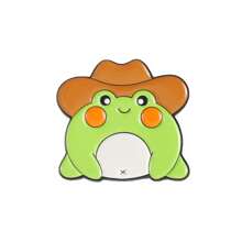 1pc Cute Cartoon Frog Design Funny Shape Metal Oil Drop Brooch - Multicolor - View 5