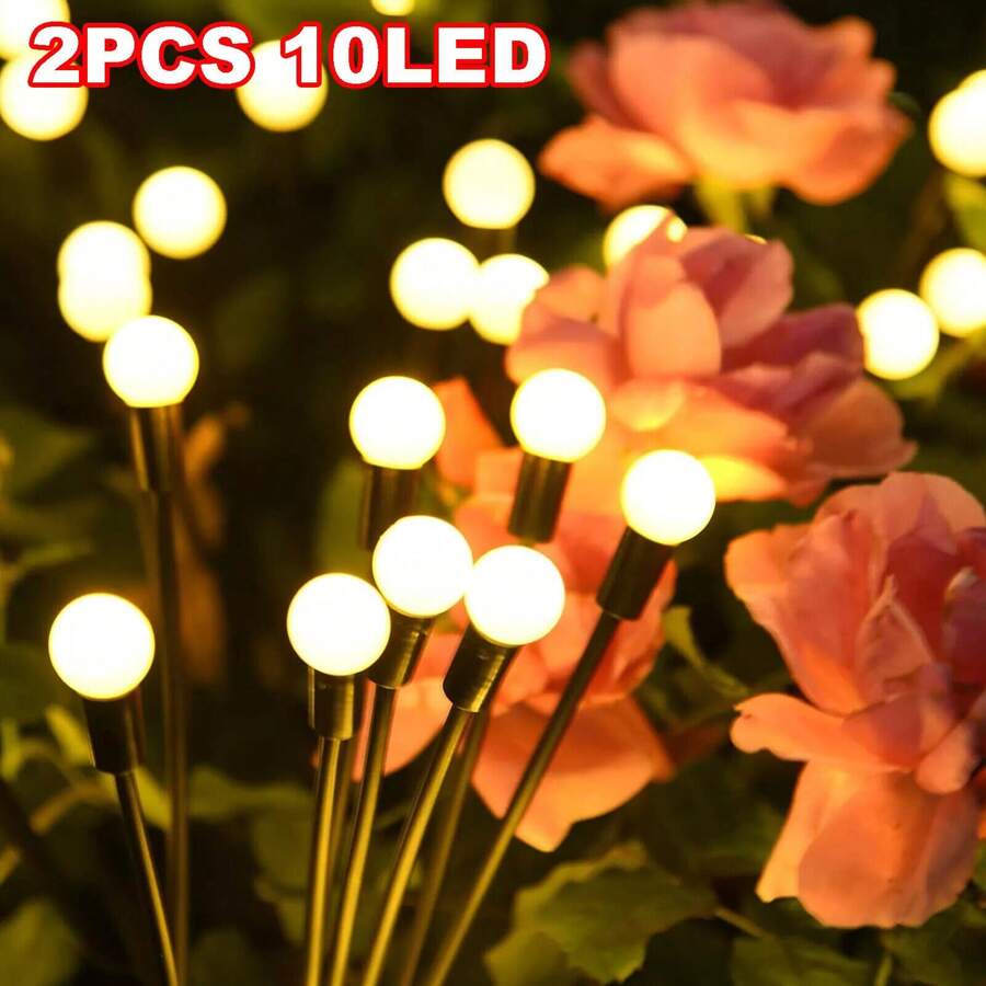 NetHong 2x 10LED Solar Light Garden Firefly Lights Swaying Path Lamp Outdoor Waterproof - 10LED-warm Light - View 1