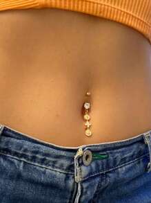 1 件 14G 钻石 CZ 花形肚脐环银金肚脐环吊坠花形肚脐环吊坠肚脐环 CZ 链穿孔 10 毫米