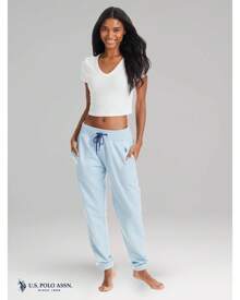 U.S. Polo Assn. Womens Sweatpants Joggers, French Terry Lounge Pants For Women - Cây thạch nam Yonder xanh - Xem 2