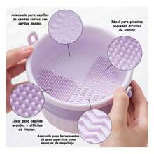 Limpiador de Brochas de Maquillaje 3 en 1 Cesta de Secado Multifuncional con Mango Cesta Limpiadora de Silicona Alfombrilla Limpiador de Esponja. - Multicolor - Ver 4