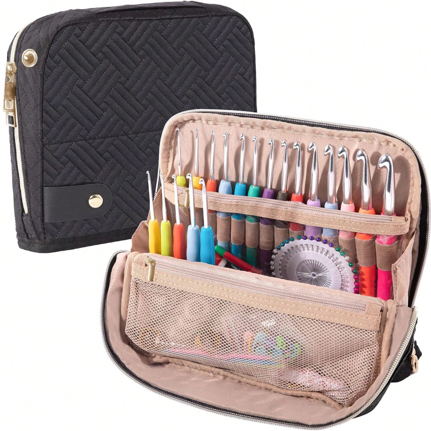 1/2pcs Crochet Hook Organizer Case Stand Up-Corchet Organizer - Crochet Hook Holder For Knitting & Crochet Supplies, Crochet Needles, Crochet Accessories(Only Bag) ,Jewellery Box,Pouch,Makeup Brush Holder,Brush Holder,Perfume Organiser,Pouch Bag,Gifts For Women,Christmas Gifts,Gift Ideas For Women,Room Decor