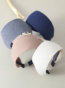 1/4/5 Pcs Girls Fashion Wide Knitted Striped Headband, New Solid Wide Edge Hairband Hair Accessory For Daily Use - Multicolor - View 5
