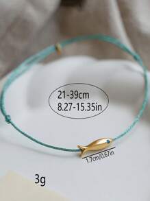 1pc Multicolor Fish Pattern Leather Cord Metal Anklet, Fashion & Personalized, Suitable For Women Party & Daily Wear - Multicolor - View 8