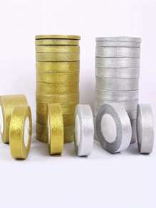 1 Rolle goldfarbenes/silberfarbenes glitzerndes Satinband für selbst gebastelte Schleifen, Hochzeit, Weihnachtsdekoration, DIY Karten und Geschenkverpackung, 25 Yards für den Valentinstag - Verschiedenfarbig - Übersicht 3