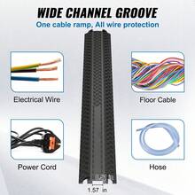 The 3-Piece/2-Piece Cable Protection Ramp Set, Or The Drop-Over Cable Protection Ramp, Can Support Up To 2,000 Pounds Per Axle. It Is Suitable For Both Indoor And Outdoor Use, And Is An Ideal Choice For Offices, Homes, And Warehouses. - 39.37 X 5.12 X 0.79 In(1) - View 3