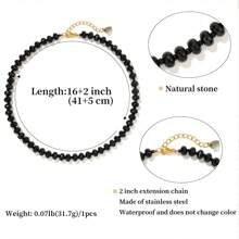 A Golden Cloud Bohemia Style Rainbow Gemstone Beaded Necklaces For Women Colorful Natural Stone Necklaces Surfer Beach Jewelry Gifts Daily Wear - Black - View 3