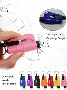 1pc 2-In-1 Emergency Cutter With Car Keychain, Hammer, Mini Fire Hammer, Escape Tool For Car Emergency, Window Breaker, Portable Rescue Tool Keyring, Emergency Hammer, Car Emergency Escape Device Window Breaker,Life-Saving Multifunctional Emergency Window Glass Breaker Tool - Easily Break Glass And Cut Seat Belts In Emergencies
