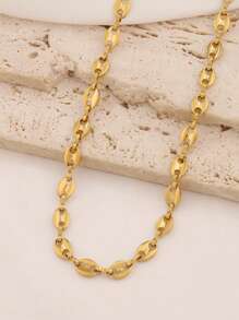 1pc Stainless Steel Coffee Bean Shape Chain Necklaces For Women Fashion Simple Necklace Jewelry