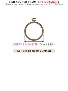 1pc Brown Round Faux Wood Grain Vintage Palace Style DIY Cross Stitch Embroidery Hoop, Made Of High-Quality ABS And PVC Materials, Deformation-Resistant, With Metal Hanging Hook, Available In 7 Sizes, Suitable For Halloween, Christmas Decoration, Phone/Key Chain, Bag Charm, Hair Accessory, Desk/Bedside Decor