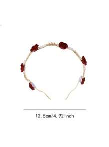 1 pièce Serre-tête avec rose et faux perle, accessoire capillaire en alliage vintage, clip à cheveux de luxe rétro, ornement de couronne de conception de niche pour bandeau, serre-tête