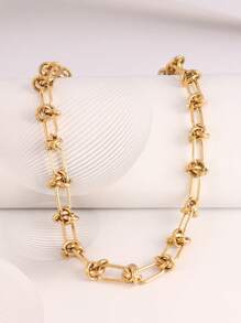 1pc Stainless Steel Asymmetric Chain Necklaces For Women Fashion Silver Gold Color Chain Necklace Men Jewelry Gift - Necklace - View 3